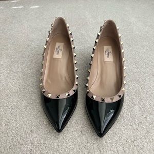New Valentino Rockstud Black Pump Wedges